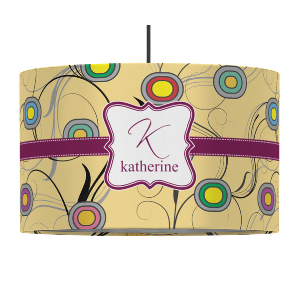 Custom Ovals & Swirls 12" Drum Pendant Lamp - Fabric (Personalized)