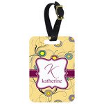 Ovals & Swirls Metal Luggage Tag w/ Name and Initial