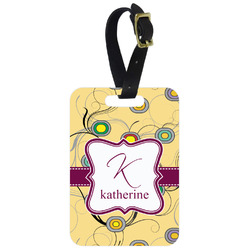 Ovals & Swirls Metal Luggage Tag w/ Name and Initial