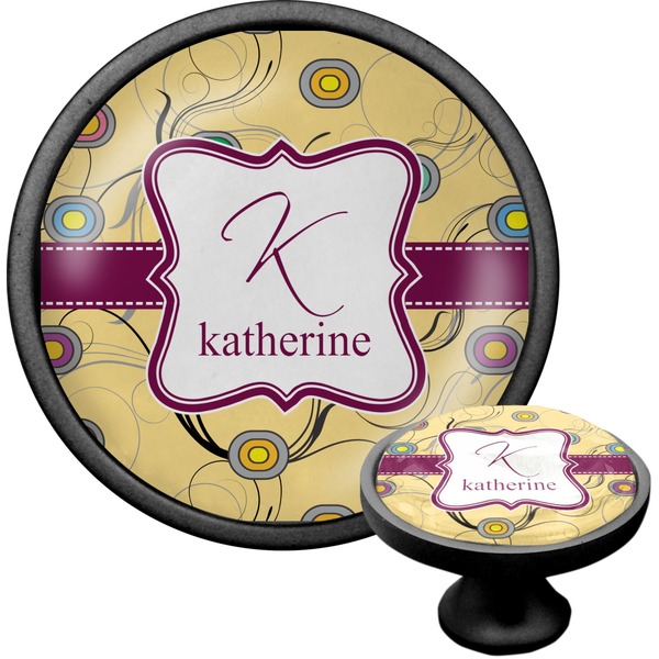 Custom Ovals & Swirls Cabinet Knob (Black) (Personalized)