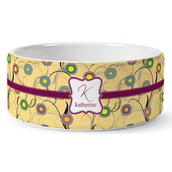 Ovals & Swirls Ceramic Dog Bowl (Personalized)