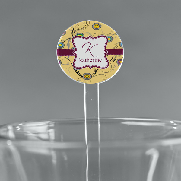 Custom Ovals & Swirls 7" Round Plastic Stir Sticks - Clear (Personalized)