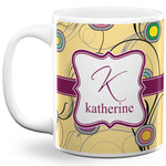 Ovals & Swirls 11 Oz Coffee Mug - White (Personalized)