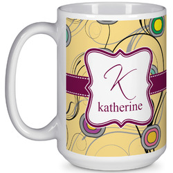 Ovals & Swirls 15 Oz Coffee Mug - White (Personalized)