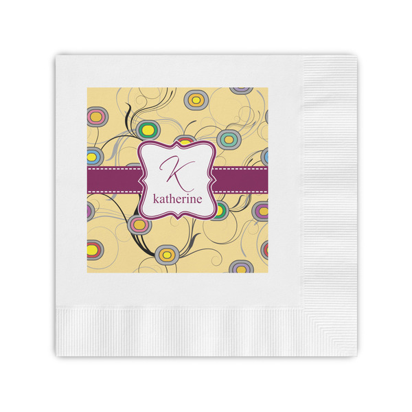 Custom Ovals & Swirls Coined Cocktail Napkins (Personalized)