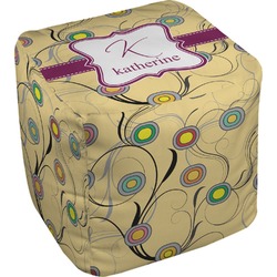 Ovals & Swirls Cube Pouf Ottoman - 18" (Personalized)