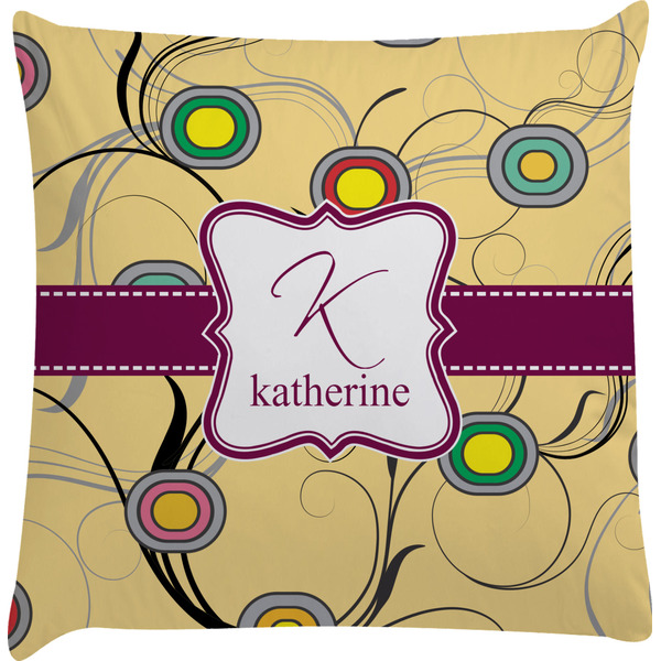 Custom Ovals & Swirls Decorative Pillow Case w/ Name and Initial