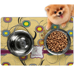 Ovals & Swirls Dog Food Mat - Small w/ Name and Initial