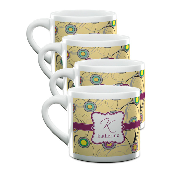 Custom Ovals & Swirls Double Shot Espresso Cups - Set of 4 (Personalized)