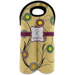 Ovals & Swirls Wine Tote Bag (2 Bottles) w/ Name and Initial