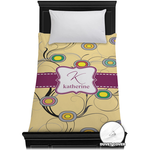 Custom Ovals & Swirls Duvet Cover - Twin XL (Personalized)