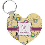 Ovals & Swirls Heart Plastic Keychain w/ Name and Initial