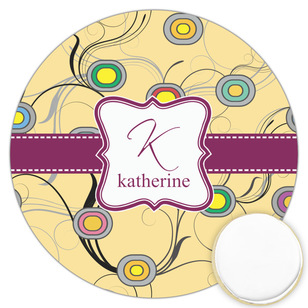 Custom Ovals & Swirls Printed Cookie Topper - 3.25" (Personalized)