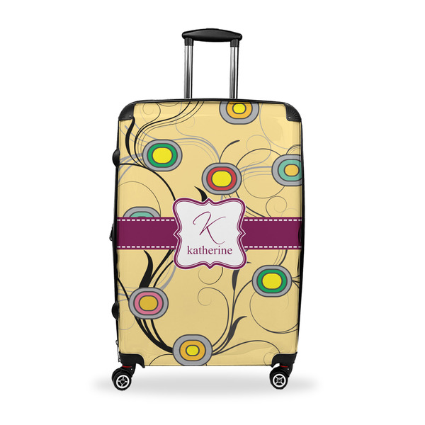 Custom Ovals & Swirls Suitcase - 28" Large - Checked w/ Name and Initial