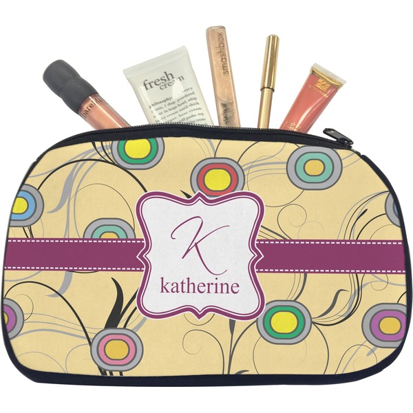 Custom Ovals & Swirls Makeup / Cosmetic Bag - Medium (Personalized)