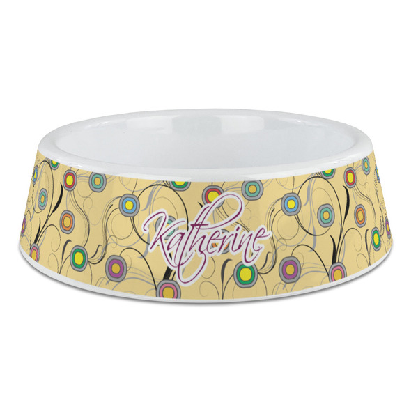 Custom Ovals & Swirls Plastic Dog Bowl - Large (Personalized)