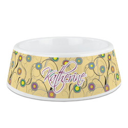 Ovals & Swirls Plastic Dog Bowl (Personalized)