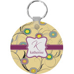 Ovals & Swirls Round Plastic Keychain (Personalized)