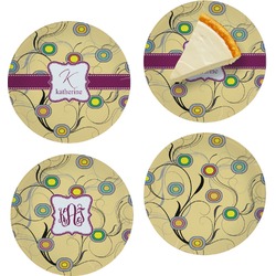 Ovals & Swirls Set of 4 Glass Appetizer / Dessert Plate 8" (Personalized)