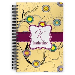 Ovals & Swirls Spiral Notebook - 7x10 w/ Name and Initial