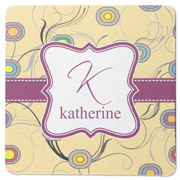 Custom Ovals & Swirls Square Rubber Backed Coaster (Personalized)