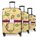 Ovals & Swirls 3 Piece Luggage Set - 20" Carry On, 24" Medium Checked, 28" Large Checked (Personalized)