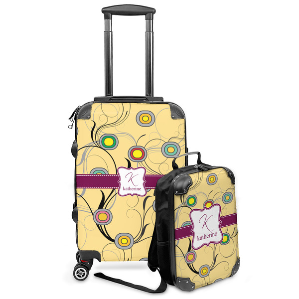 Custom Ovals & Swirls Kids 2-Piece Luggage Set - Suitcase & Backpack (Personalized)