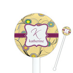 Ovals & Swirls 5.5" Round Plastic Stir Sticks - White - Double Sided (Personalized)