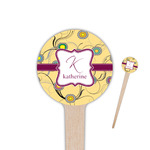 Ovals & Swirls 4" Round Wooden Food Picks - Single Sided (Personalized)