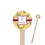 Ovals & Swirls 6" Round Wooden Stir Sticks - Single Sided (Personalized)