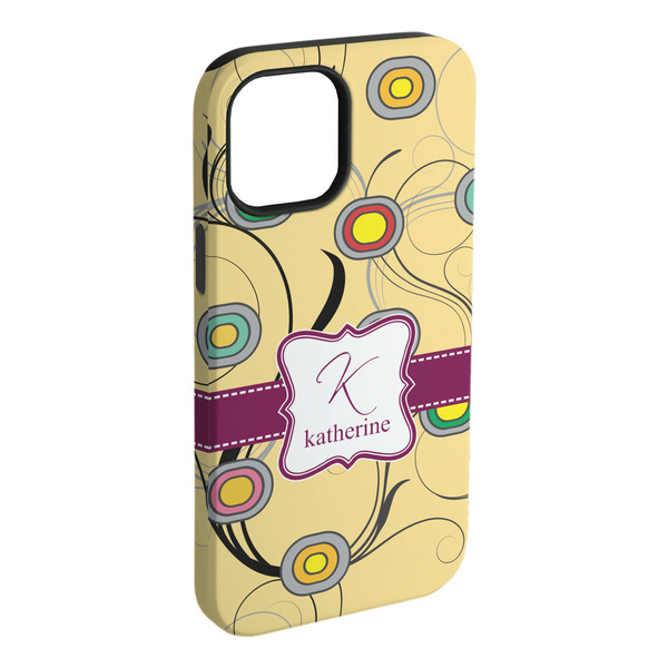 Custom Ovals & Swirls iPhone Case - Rubber Lined - iPhone 15 Plus (Personalized)