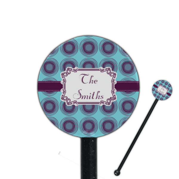 Custom Concentric Circles 5.5" Round Plastic Stir Sticks - Black - Single Sided (Personalized)