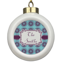 Concentric Circles Ceramic Ball Ornament (Personalized)