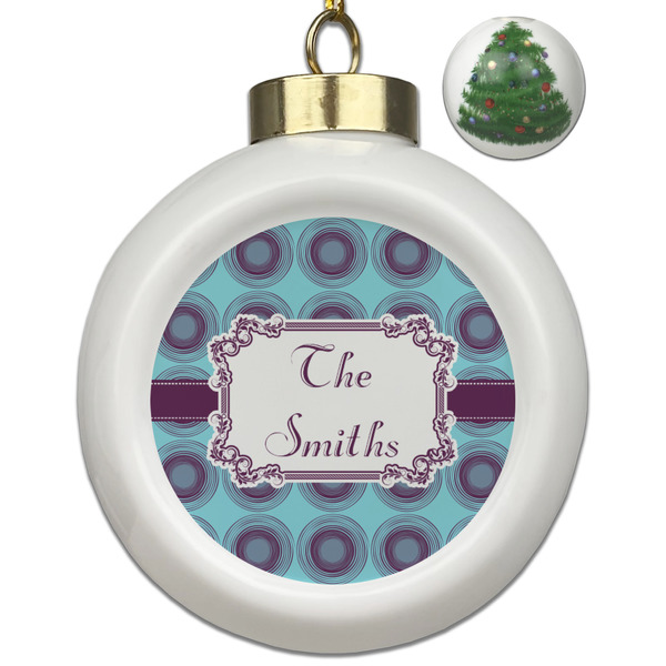 Custom Concentric Circles Ceramic Ball Ornament - Christmas Tree (Personalized)