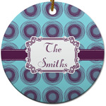 Concentric Circles Round Ceramic Ornament w/ Name or Text