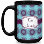 Concentric Circles 15 Oz Coffee Mug - Black (Personalized)