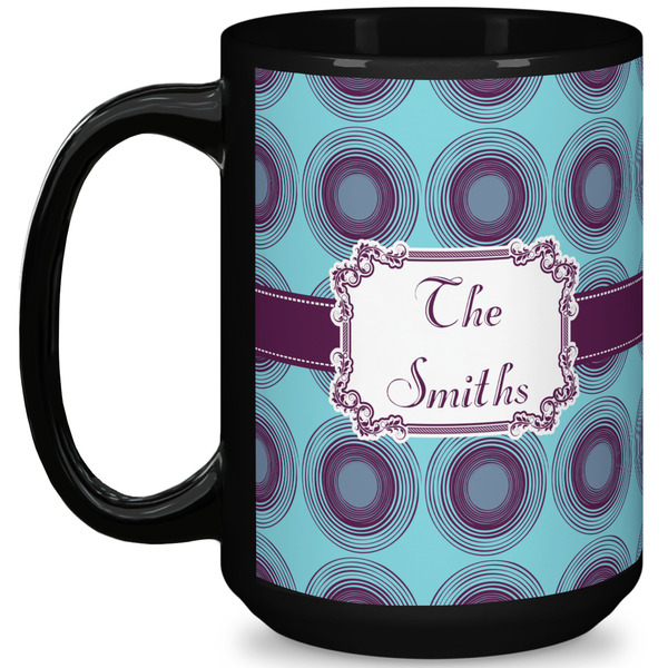 Custom Concentric Circles 15 Oz Coffee Mug - Black (Personalized)