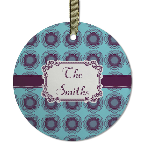 Custom Concentric Circles Flat Glass Ornament - Round w/ Name or Text