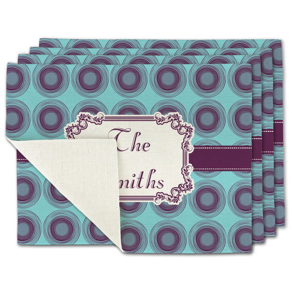 Custom Concentric Circles Single-Sided Linen Placemat - Set of 4 w/ Name or Text