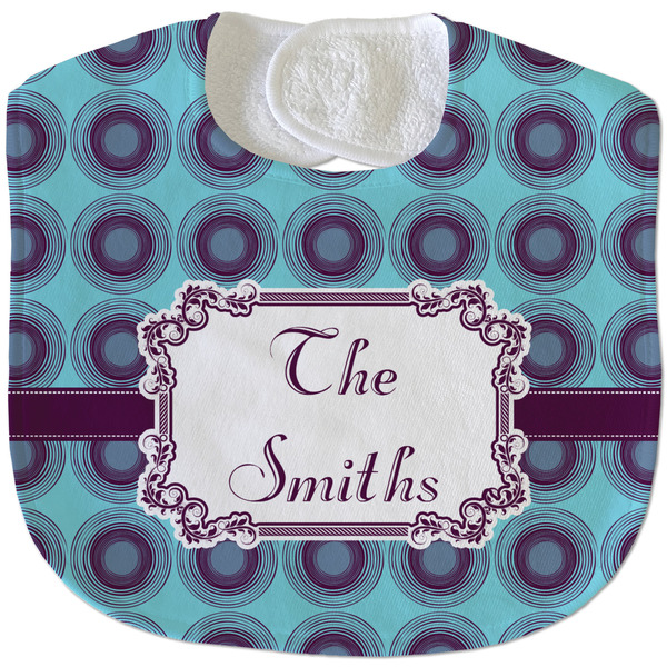 Custom Concentric Circles Velour Baby Bib w/ Name or Text