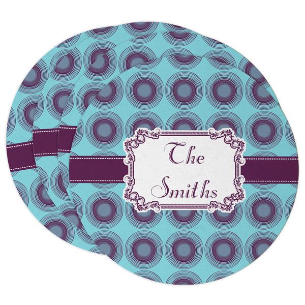 Custom Concentric Circles Round Paper Coasters w/ Name or Text