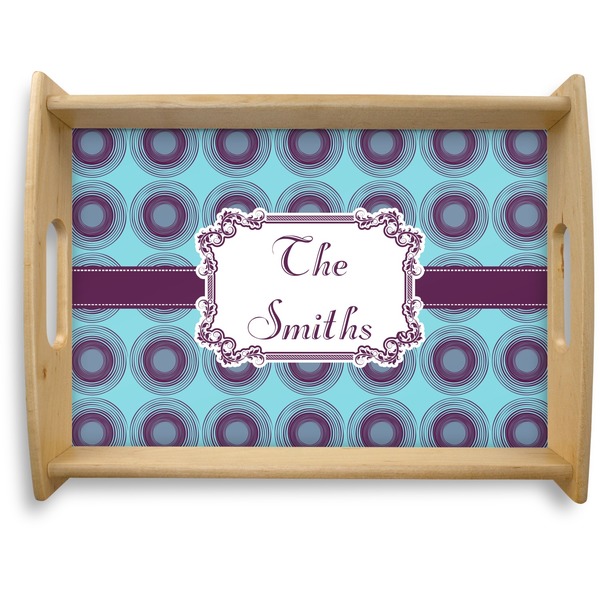 Custom Concentric Circles Natural Wooden Tray - Large (Personalized)