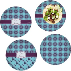 Concentric Circles Set of 4 Glass Lunch / Dinner Plate 10" (Personalized)