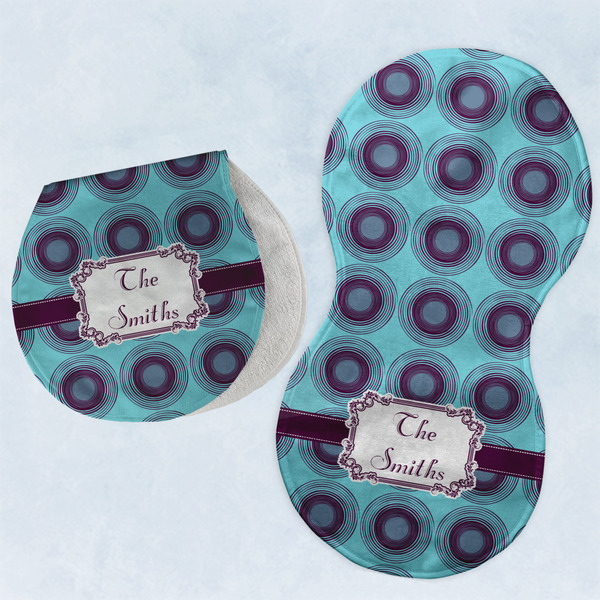 Custom Concentric Circles Burp Pads - Velour - Set of 2 w/ Name or Text