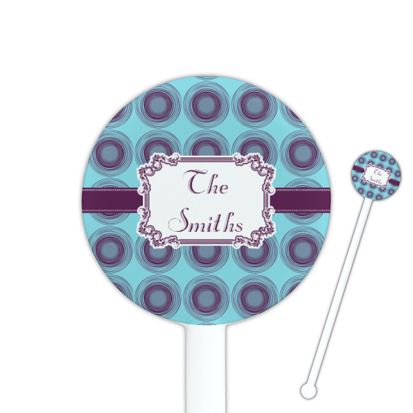 Custom Concentric Circles 5.5" Round Plastic Stir Sticks - White - Single Sided (Personalized)