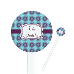 Concentric Circles 7" Round Plastic Stir Sticks - White - Single Sided (Personalized)