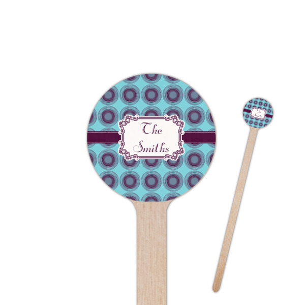 Custom Concentric Circles 7.5" Round Wooden Stir Sticks - Single Sided (Personalized)