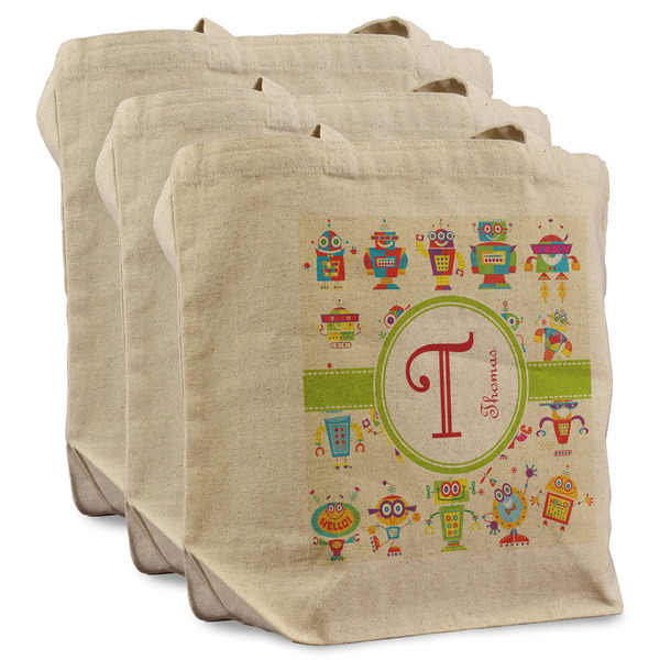 Custom Rocking Robots Reusable Cotton Grocery Bags - Set of 3 (Personalized)