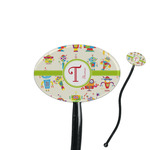 Rocking Robots 7" Oval Plastic Stir Sticks - Black - Double Sided (Personalized)