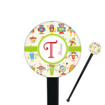 Rocking Robots 7" Round Plastic Stir Sticks - Black - Single Sided (Personalized)